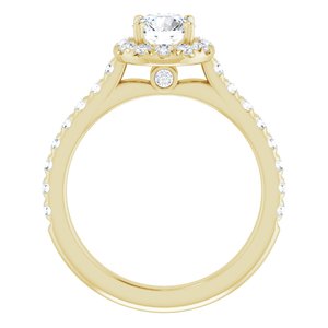 14K Yellow 6.5 mm Round Forever One™ Moissanite & 7/8 CTW Diamond Engagement Ring